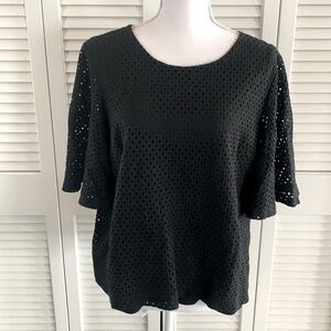 Banana Republic Black Lace Top Women’s Lined Butterfly Sleeve Size Extra Large